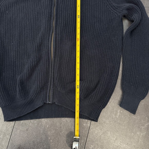 LL Bean Mens Full Zip Ribbed Knit Sweater Jacket Navy Blue XL Reg Heavyweight - Picture 4 of 5